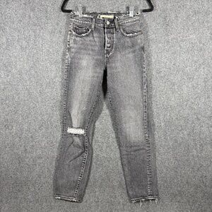 Levis Premium Wedgie Fit Distressed Denim Jeans Gray Womens Size 25x28 #1944